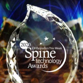 2020 Orthopedics This Week Spine Technology Awards crystal trophy